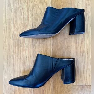 Marc Fischer Women’s Black Leather Boots size 7.5 pointed toe mule slip on